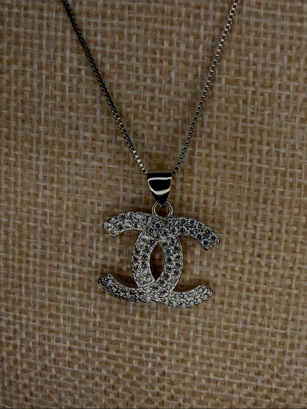Crystal CC Logo Silver-Tone Pendant Necklace - Picture 2 of 2